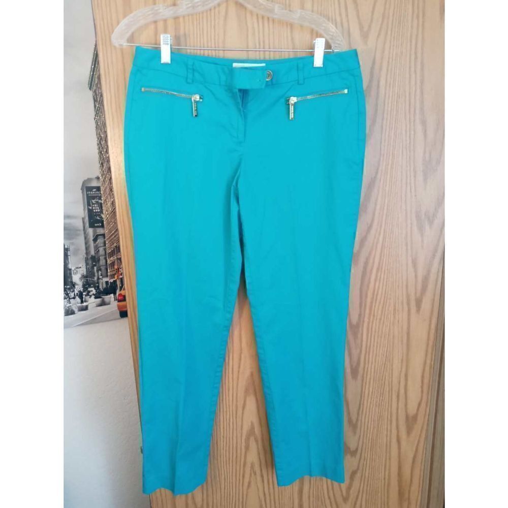 Michael Kors Ladies Blue/Turquoise Pants w/gold color zip pockets -Size 8 *Read